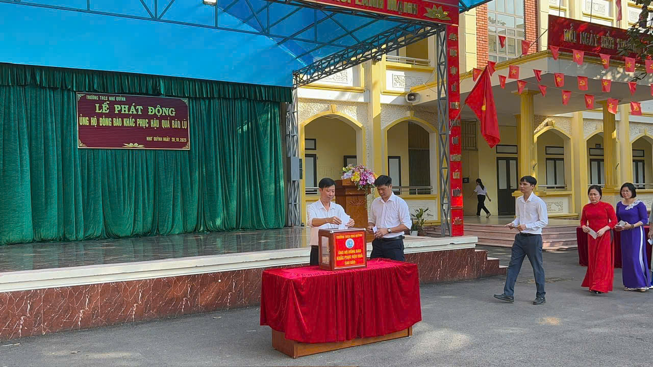 TRƯỜNG THCS NHƯ QUỲNH PHÁT ĐỘNG ỦNG HỘ ĐỒNG BÀO KHẮC PHỤC HẬU QUẢ BÃO LŨ